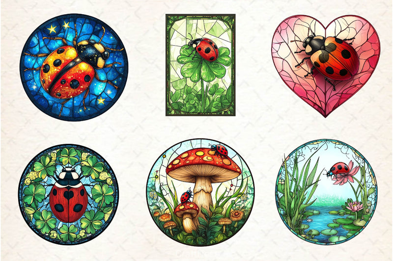 Ladybug Stained Glass Clipart Bundle - CraftNest - Digital Crafting and Art