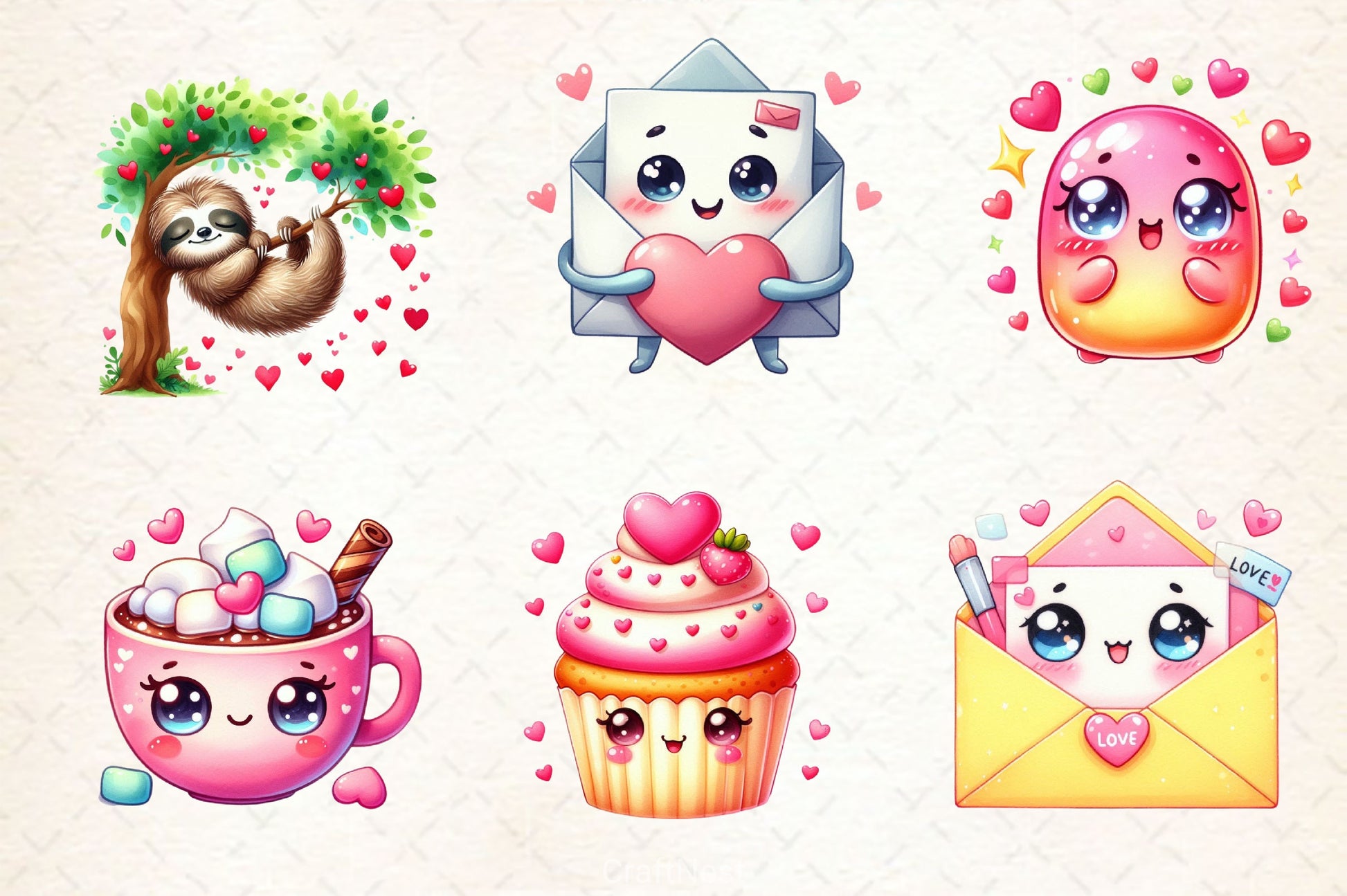 Kawaii Valentines Day Clipart Bundle 7 - CraftNest - Digital Crafting and Art