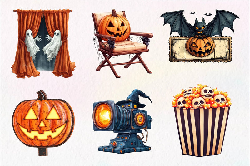 Vintage Halloween Cinema Clipart Bundle - CraftNest - Digital Crafting and Art