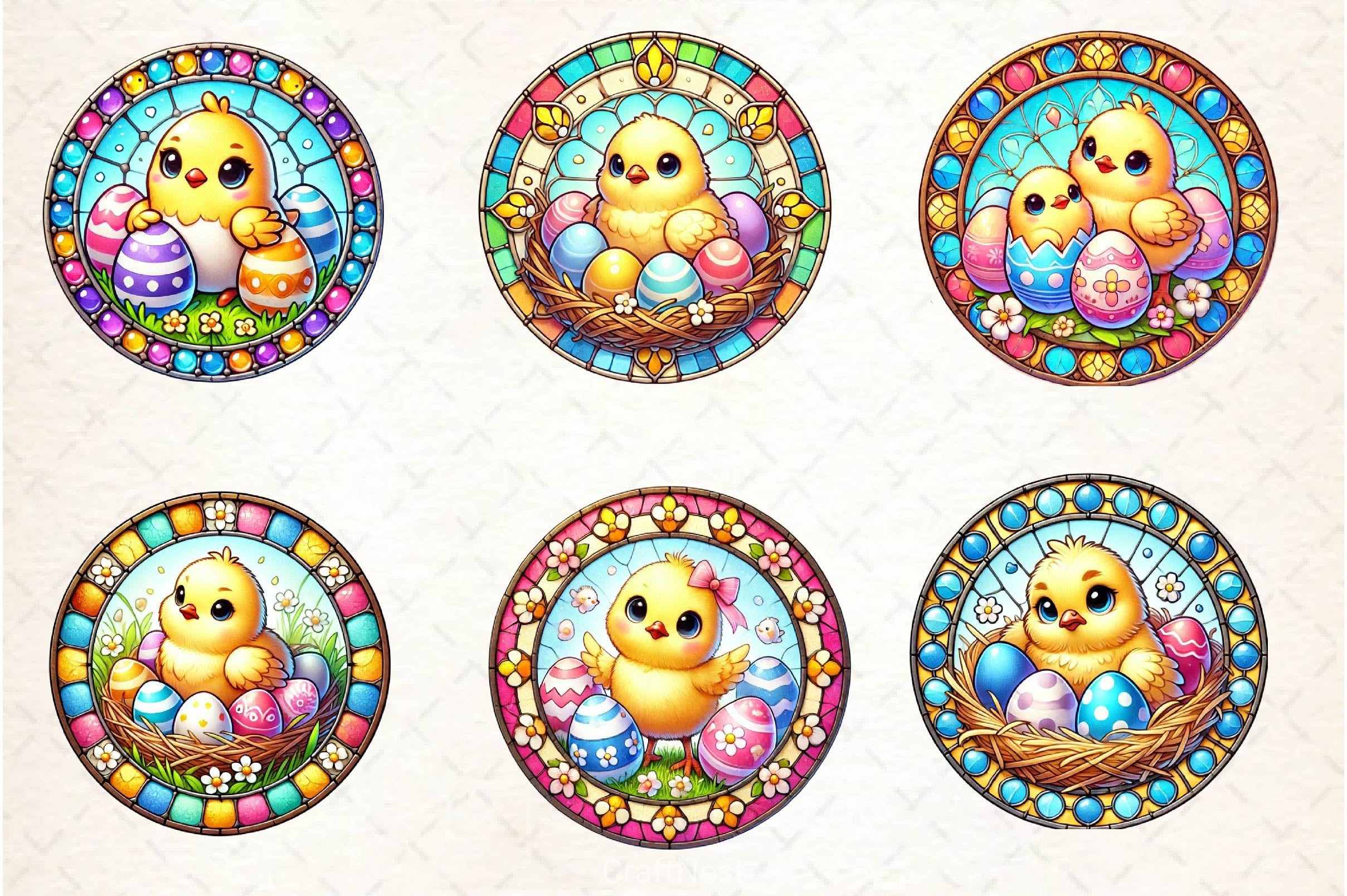 Easter Stained Glass Chick Clipart Bundle - CraftNest - Digital Crafting and Art