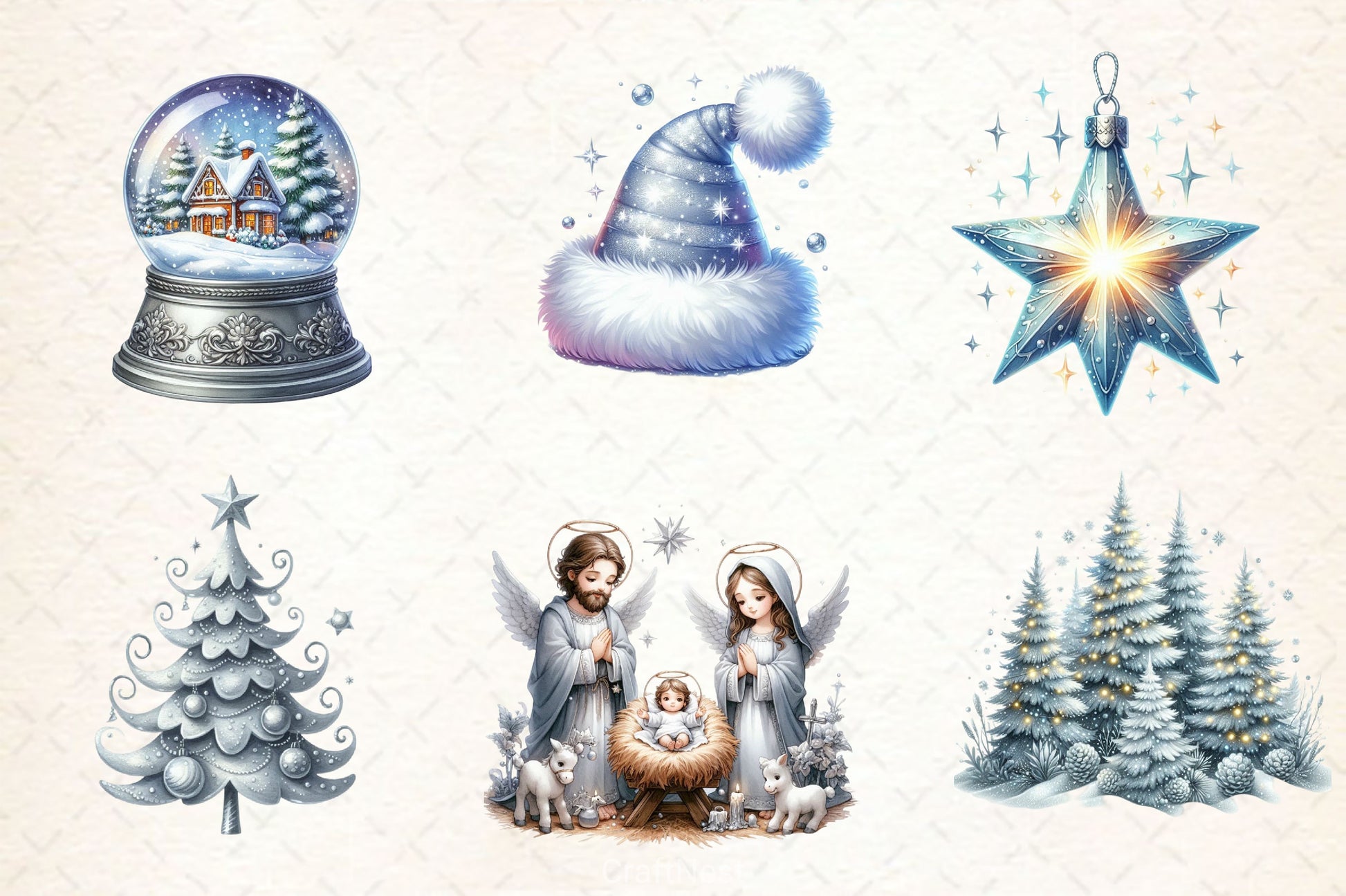 Silver Christmas Clipart Bundle 2 - CraftNest - Digital Crafting and Art