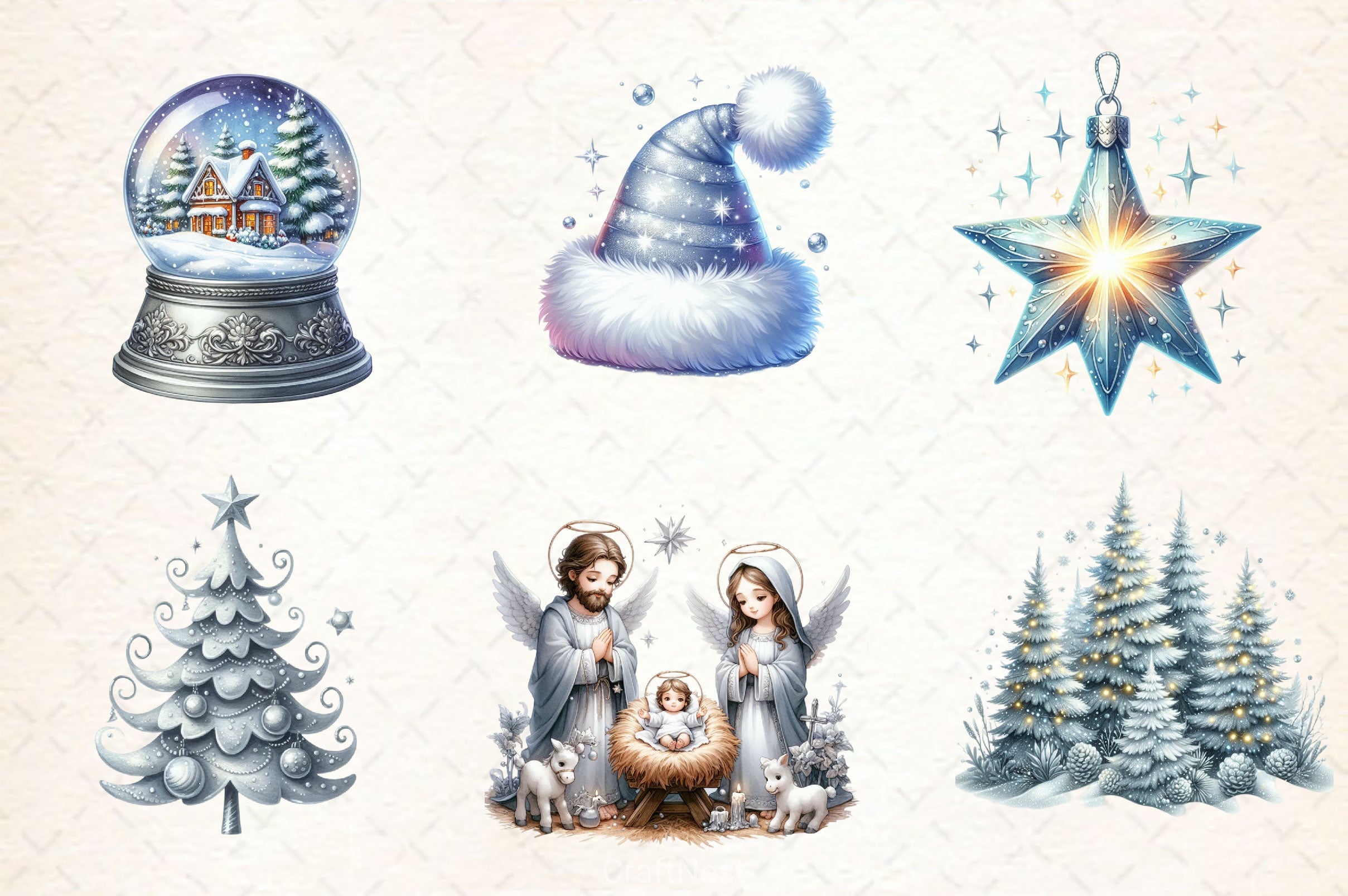 Silver Christmas Clipart Bundle 2 - CraftNest - Digital Crafting and Art