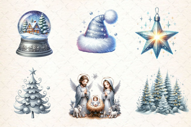 Silver Christmas Clipart Bundle 2 - CraftNest - Digital Crafting and Art