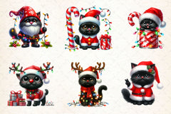 Black Cat With Christmas Costume Clipart Bundle - CraftNest - Digital Crafting and Art