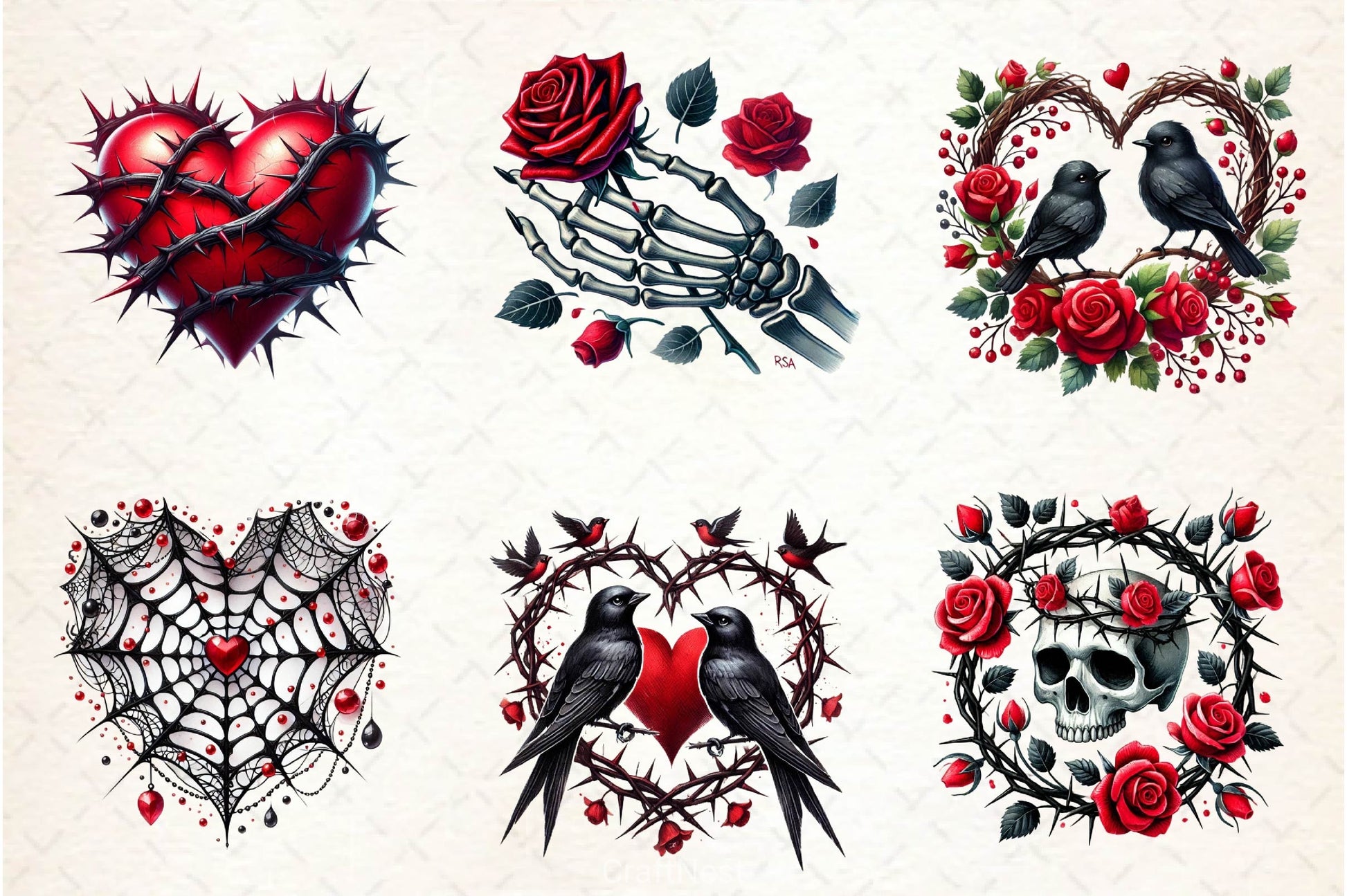 Gothic Valentine Clipart Bundle 4 - CraftNest - Digital Crafting and Art