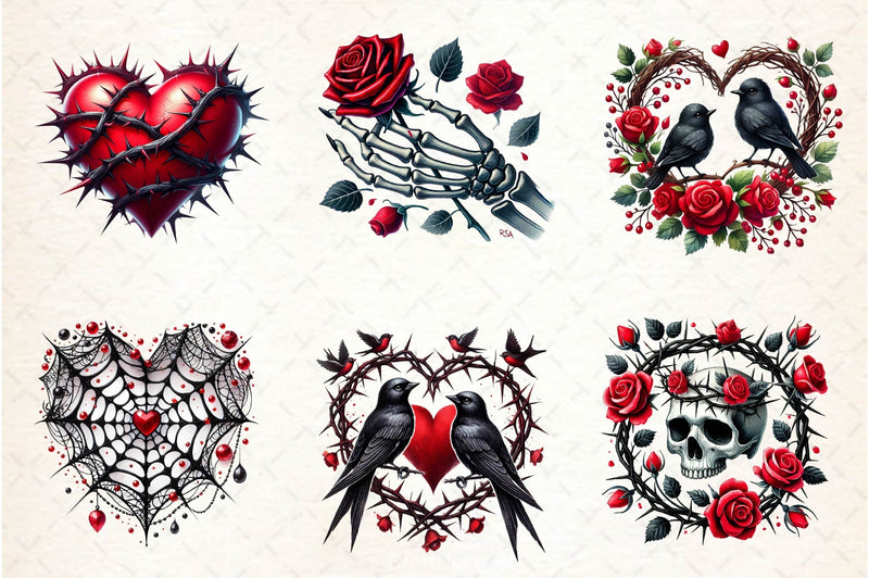 Gothic Valentine Clipart Bundle 4 - CraftNest - Digital Crafting and Art