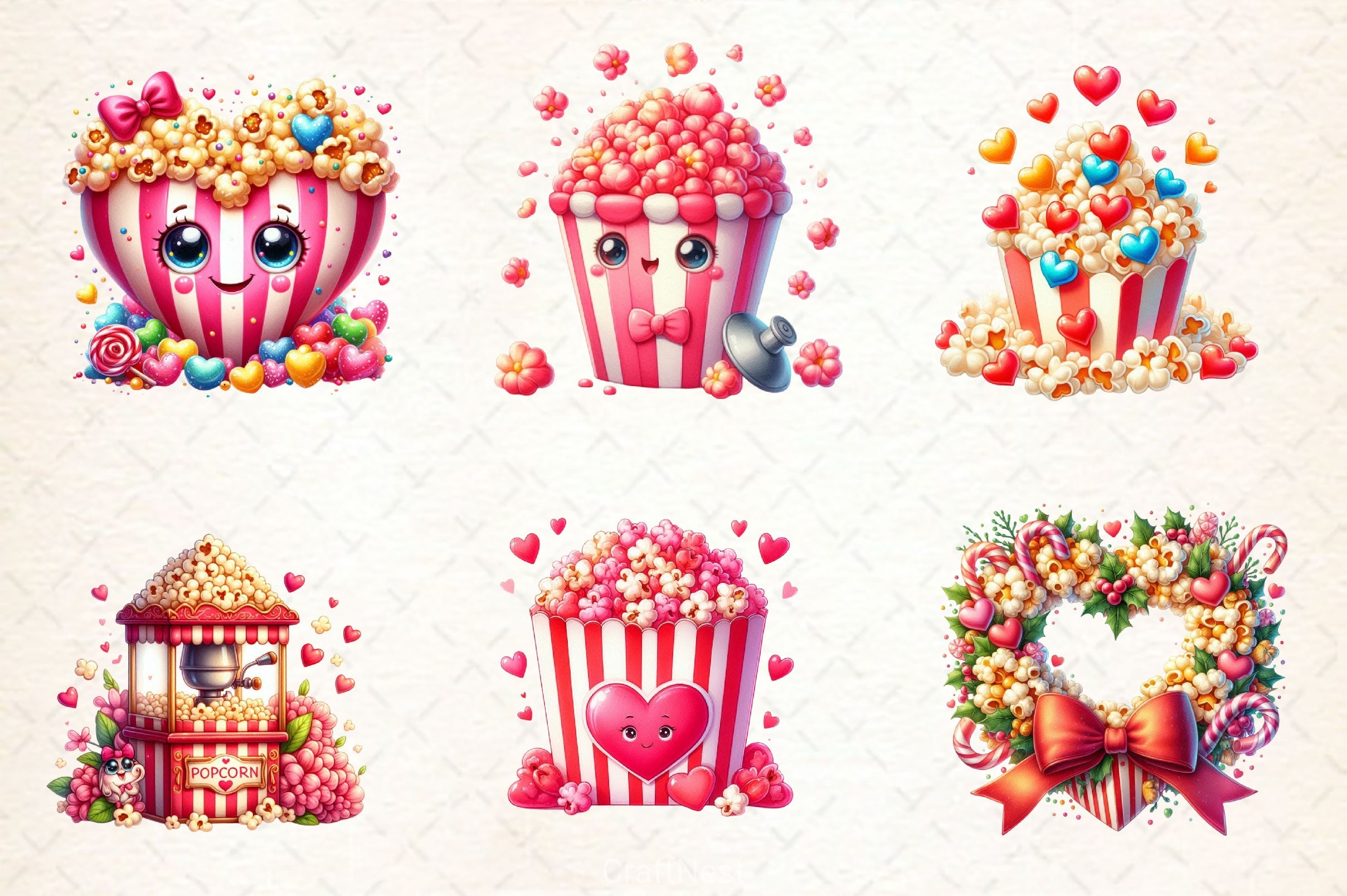 Valentine Popcorn Clipart Bundle 2 - CraftNest - Digital Crafting and Art