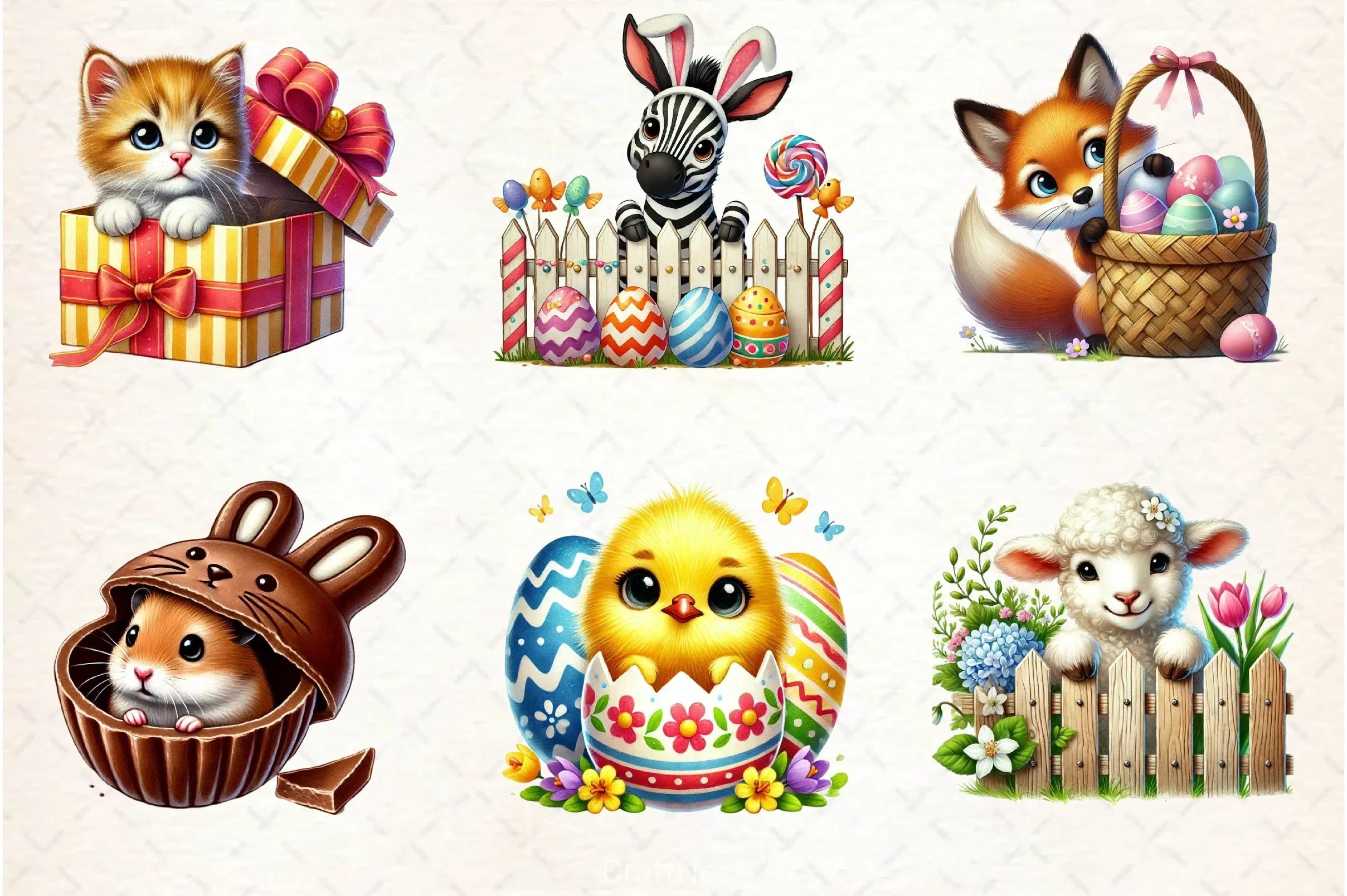 Peeking Easter Animals Clipart Bundle - CraftNest - Digital Crafting and Art