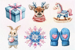 Pink And Blue Christmas Clipart Bundle - CraftNest - Digital Crafting and Art