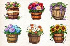 Floral Barrel Clipart Bundle 2 - CraftNest - Digital Crafting and Art