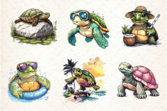 Summer Turtle Clipart Bundle 2 - CraftNest - Digital Crafting and Art