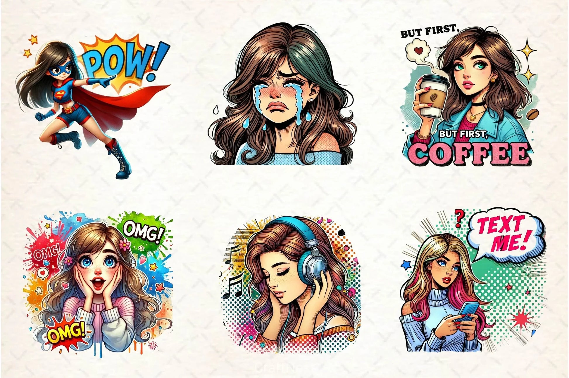 Pop Art Girl Clipart Bundle 2 - CraftNest - Digital Crafting and Art