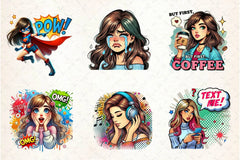 Pop Art Girl Clipart Bundle 2 - CraftNest - Digital Crafting and Art