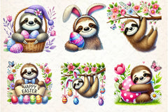 Easter Sloth Clipart Bundle 2 - CraftNest - Digital Crafting and Art