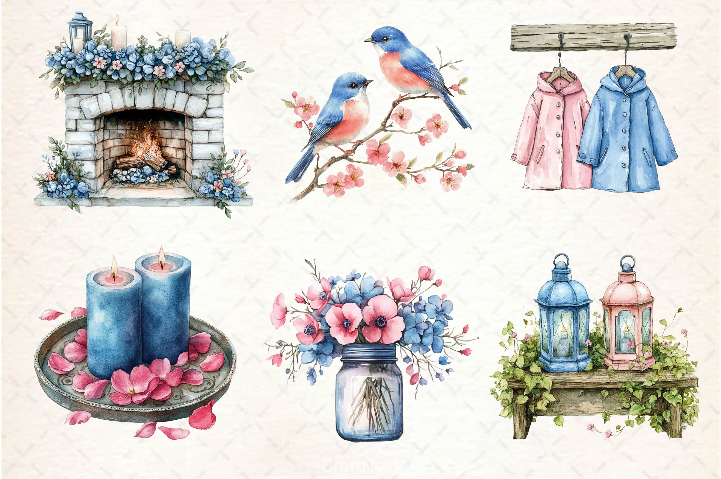 Cozy Romantic Spring Clipart Bundle12 - CraftNest - Digital Crafting and Art