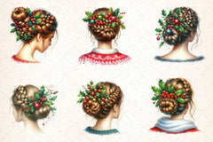 Hair Girl Christmas Clipart Bundle - CraftNest - Digital Crafting and Art