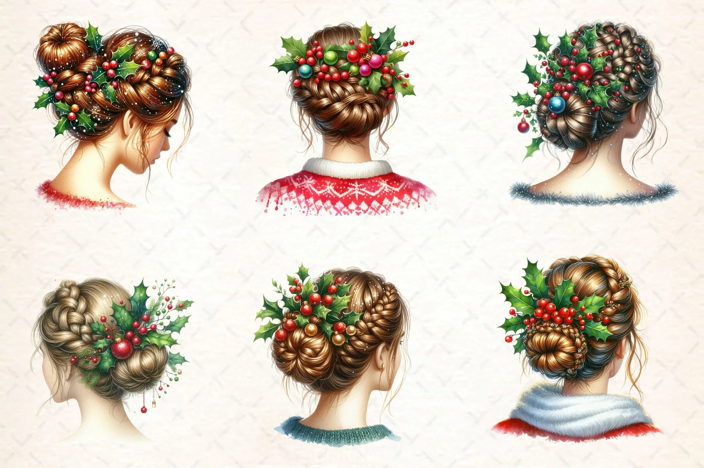 Hair Girl Christmas Clipart Bundle - CraftNest - Digital Crafting and Art
