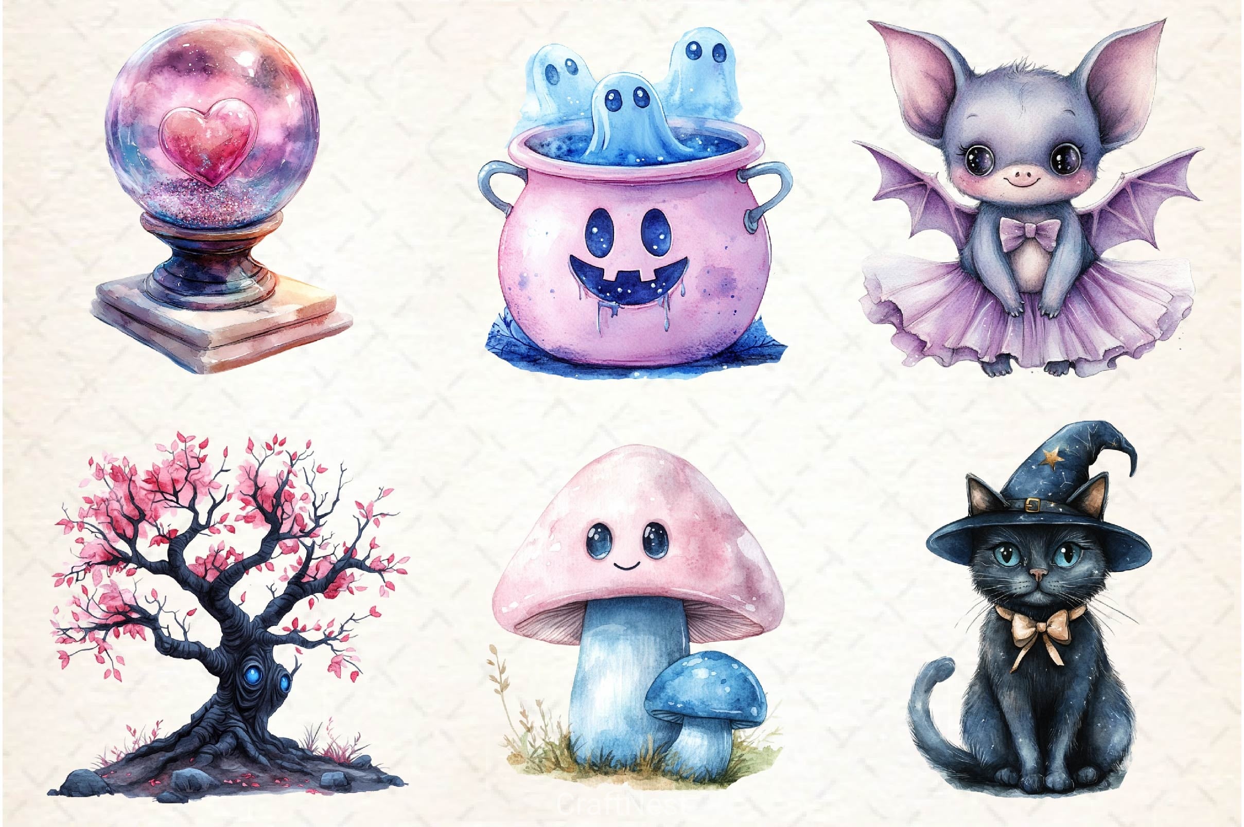 Pastel Halloween Clipart Bundle 5 - CraftNest - Digital Crafting and Art