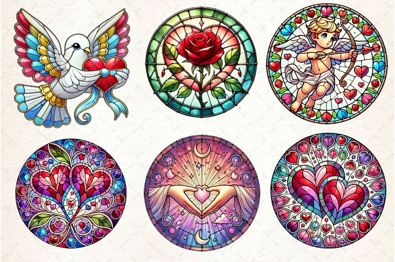 Valentines Day Stained Glass Clipart Bundle - CraftNest - Digital Crafting and Art