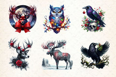 Christmas Gothic Animals Clipart Bundle 2 - CraftNest - Digital Crafting and Art