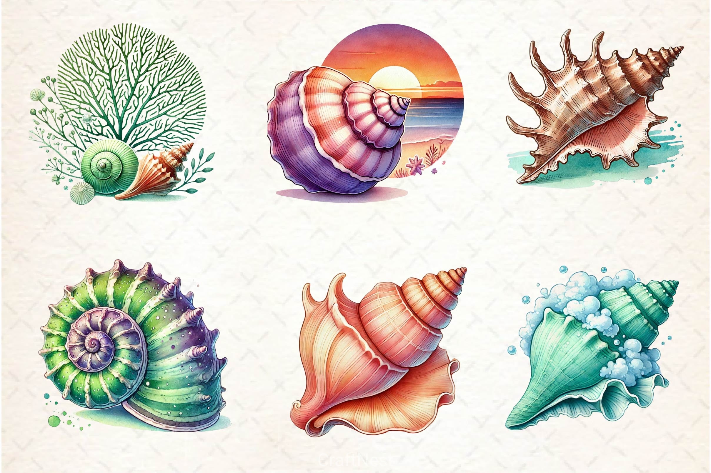 Seashells Clipart Bundle 2 - CraftNest - Digital Crafting and Art