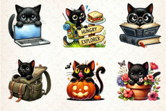 Cute Black Cat Peeking Clipart Bundle 4 - CraftNest - Digital Crafting and Art