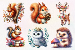 Cute Woodland Animal Clipart Bundle - CraftNest - Digital Crafting and Art
