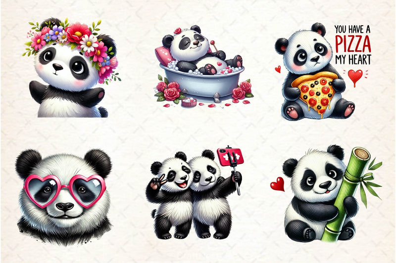 Valentine Panda Clipart Bundle 2 - CraftNest - Digital Crafting and Art