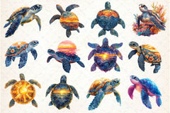 Sunset Sea Turtle Clipart Bundle - CraftNest - Digital Crafting and Art
