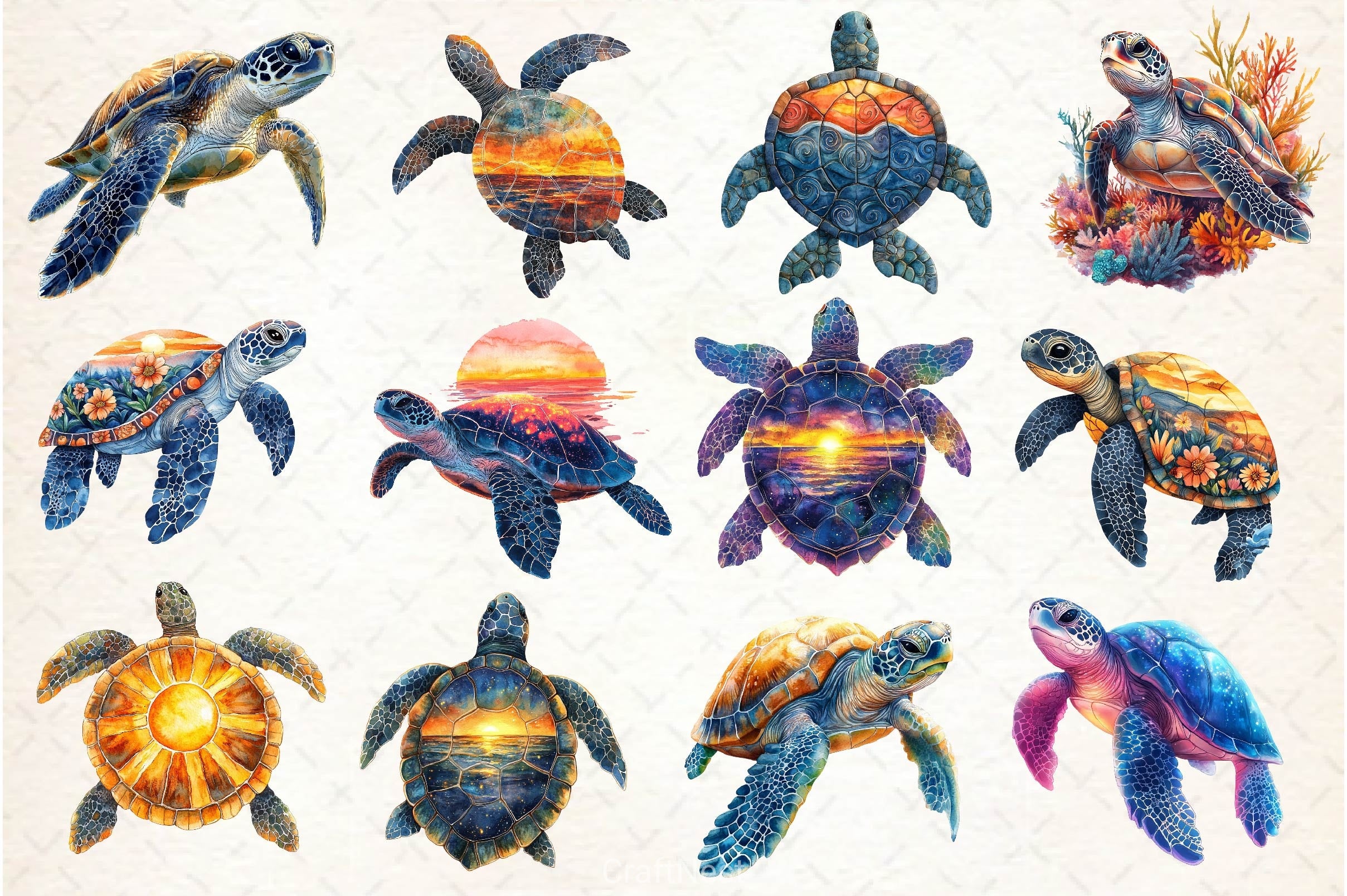 Sunset Sea Turtle Clipart Bundle - CraftNest - Digital Crafting and Art
