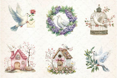 Spring White Doves Clipart Bundle 2 - CraftNest - Digital Crafting and Art