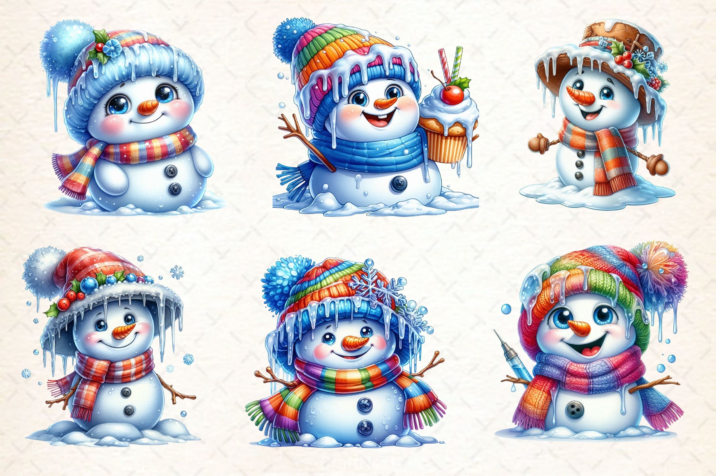 Christmas Icing Snowman Clipart Bundle - CraftNest - Digital Crafting and Art