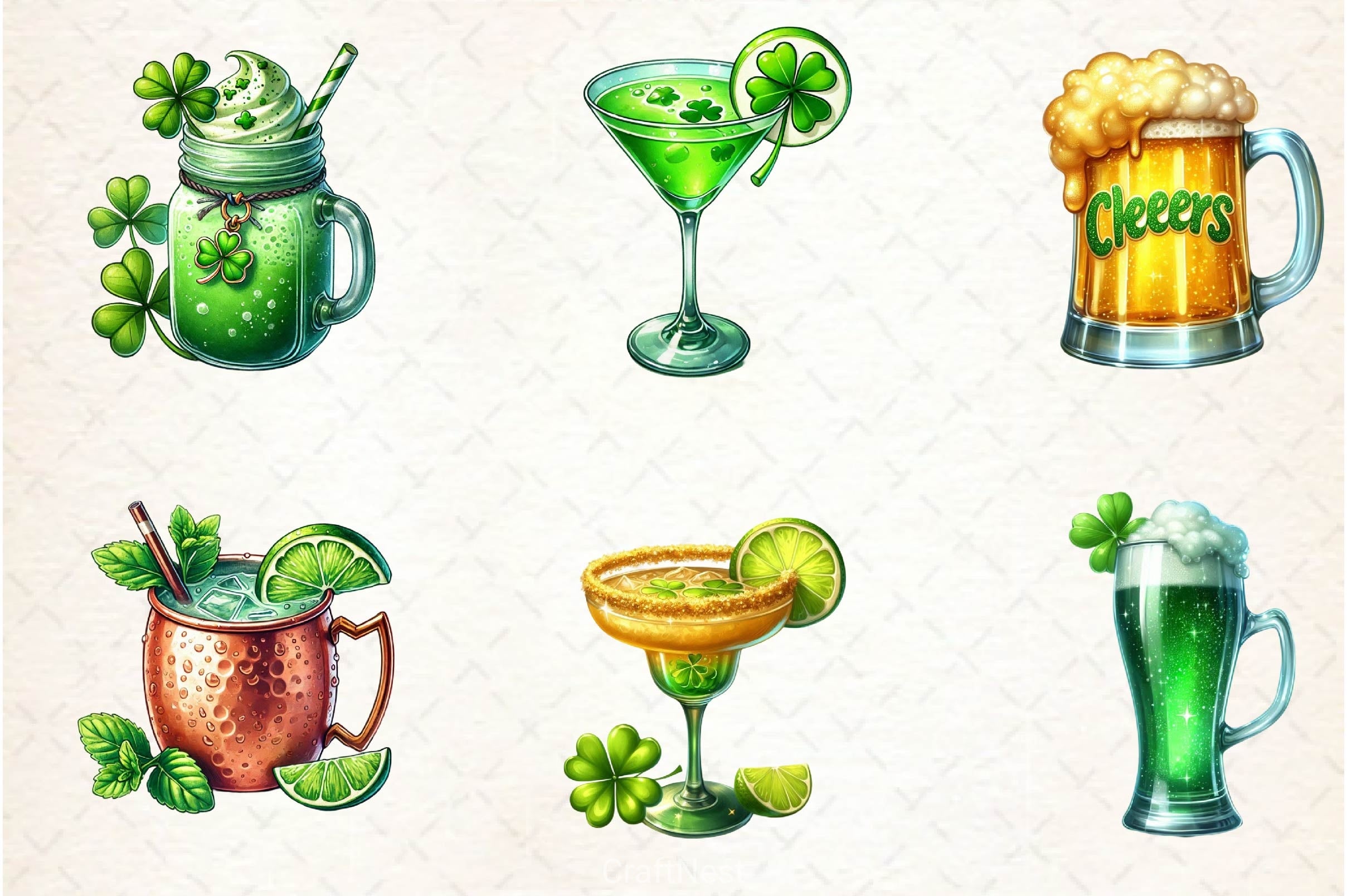 St Patricks Day Drinks Clipart Bundle 4 - CraftNest - Digital Crafting and Art