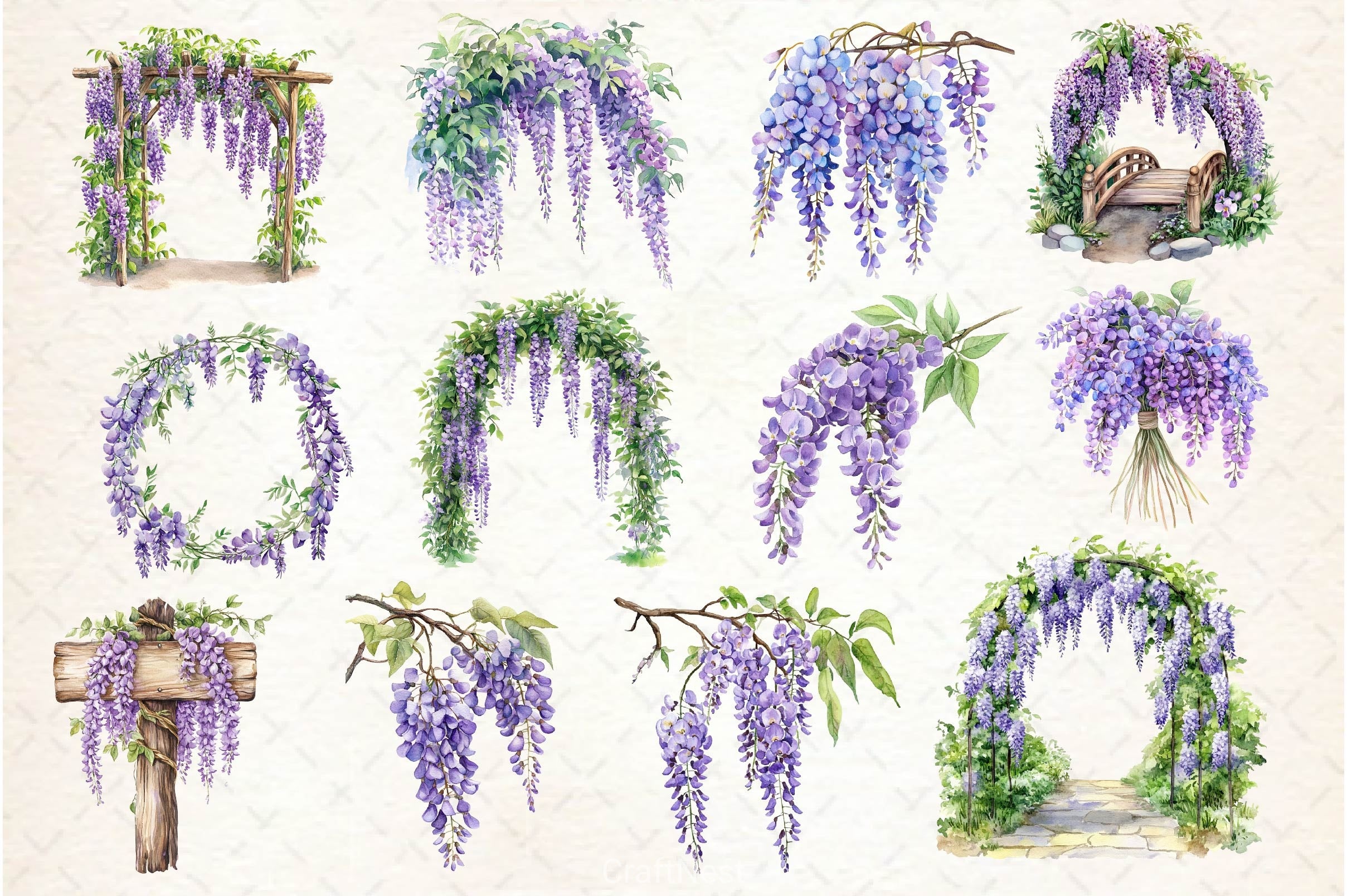 Wisteria Garden Clipart Bundle 2 - CraftNest - Digital Crafting and Art