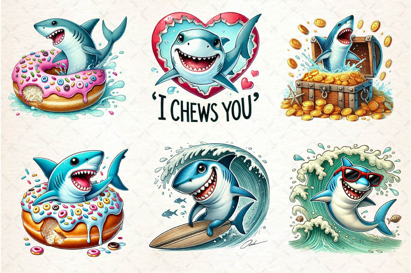 Funny Shark Break Through Clipart Bundle - CraftNest - Digital Crafting and Art