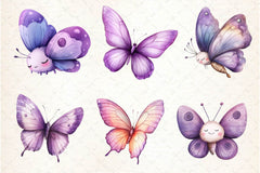 Pastel Purple Butterflies Clipart Bundle - CraftNest - Digital Crafting and Art