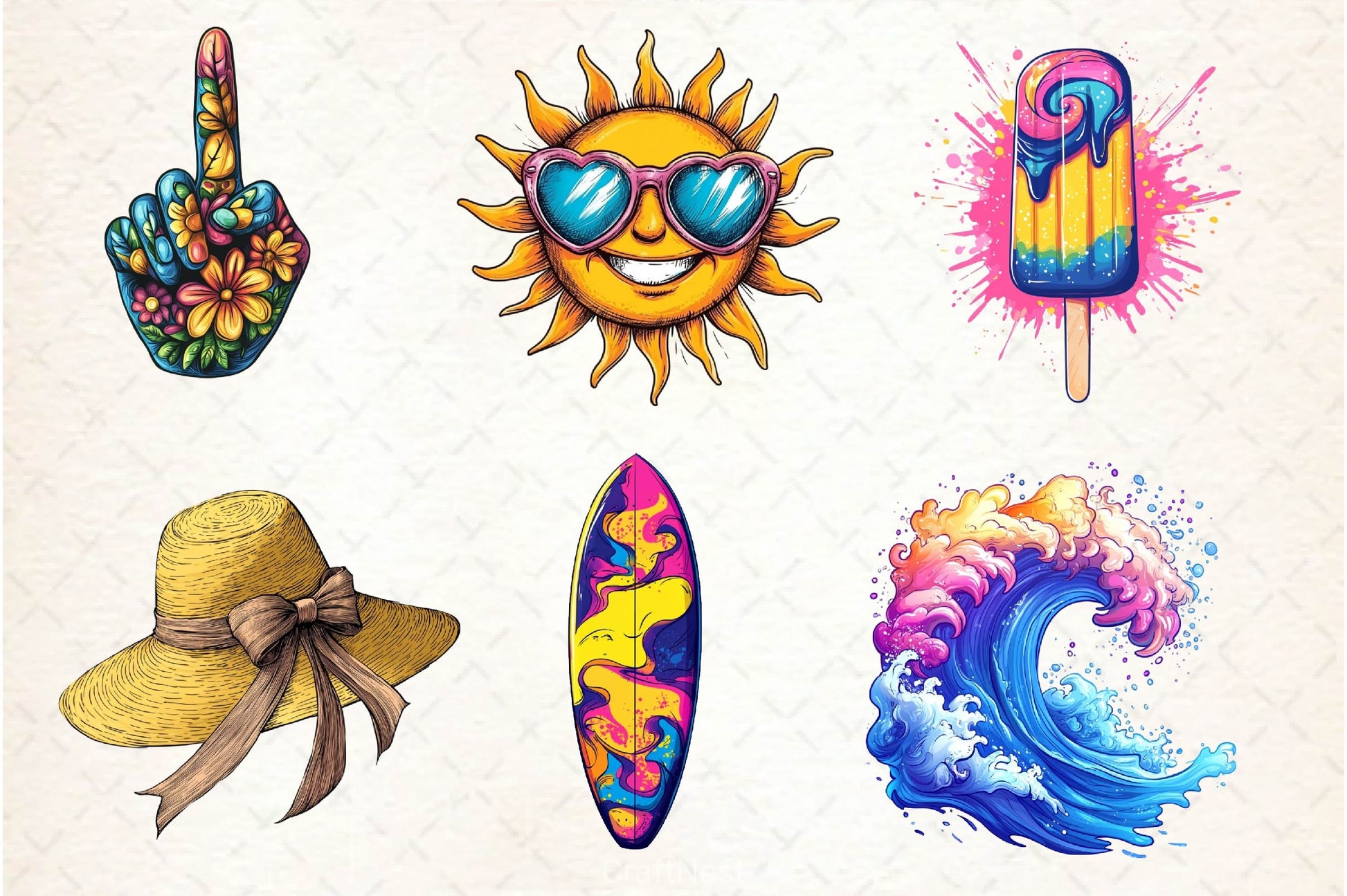 Retro Groovy Summer Clipart Bundle 3 - CraftNest - Digital Crafting and Art