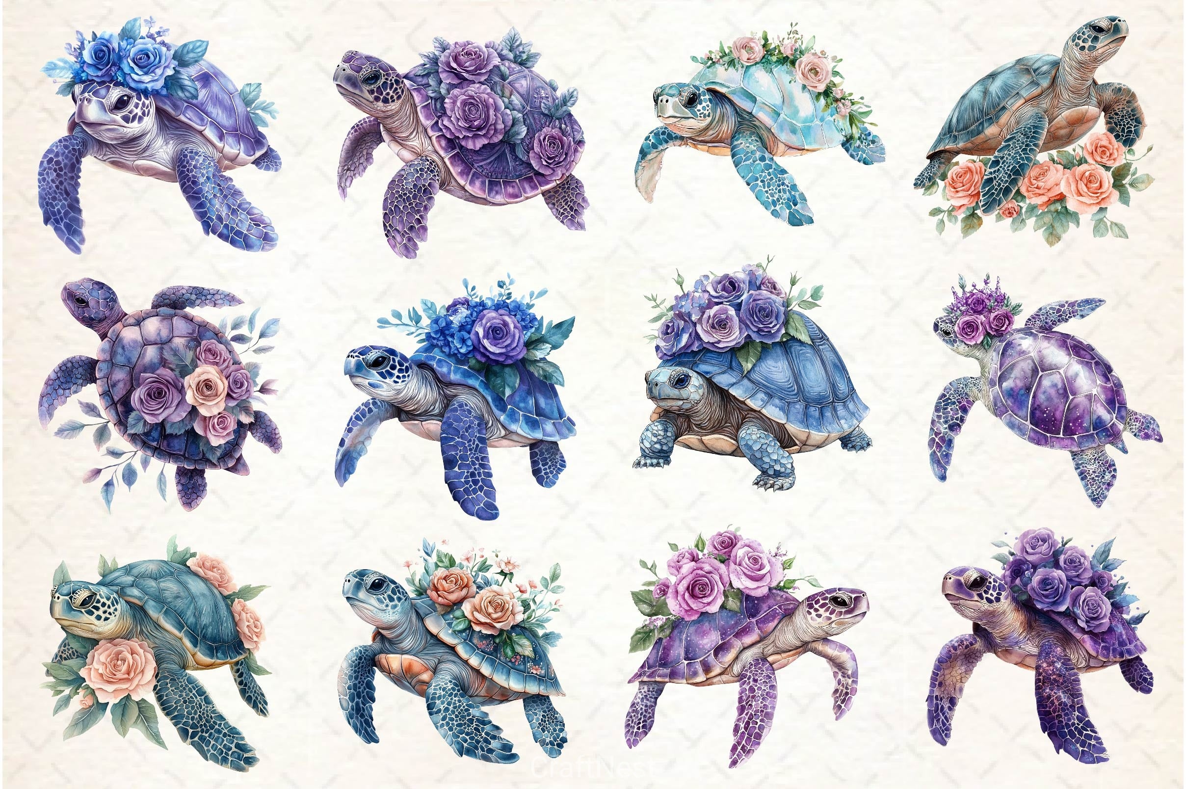 Beautiful Sea Turtles Clipart Bundle 2 - CraftNest - Digital Crafting and Art