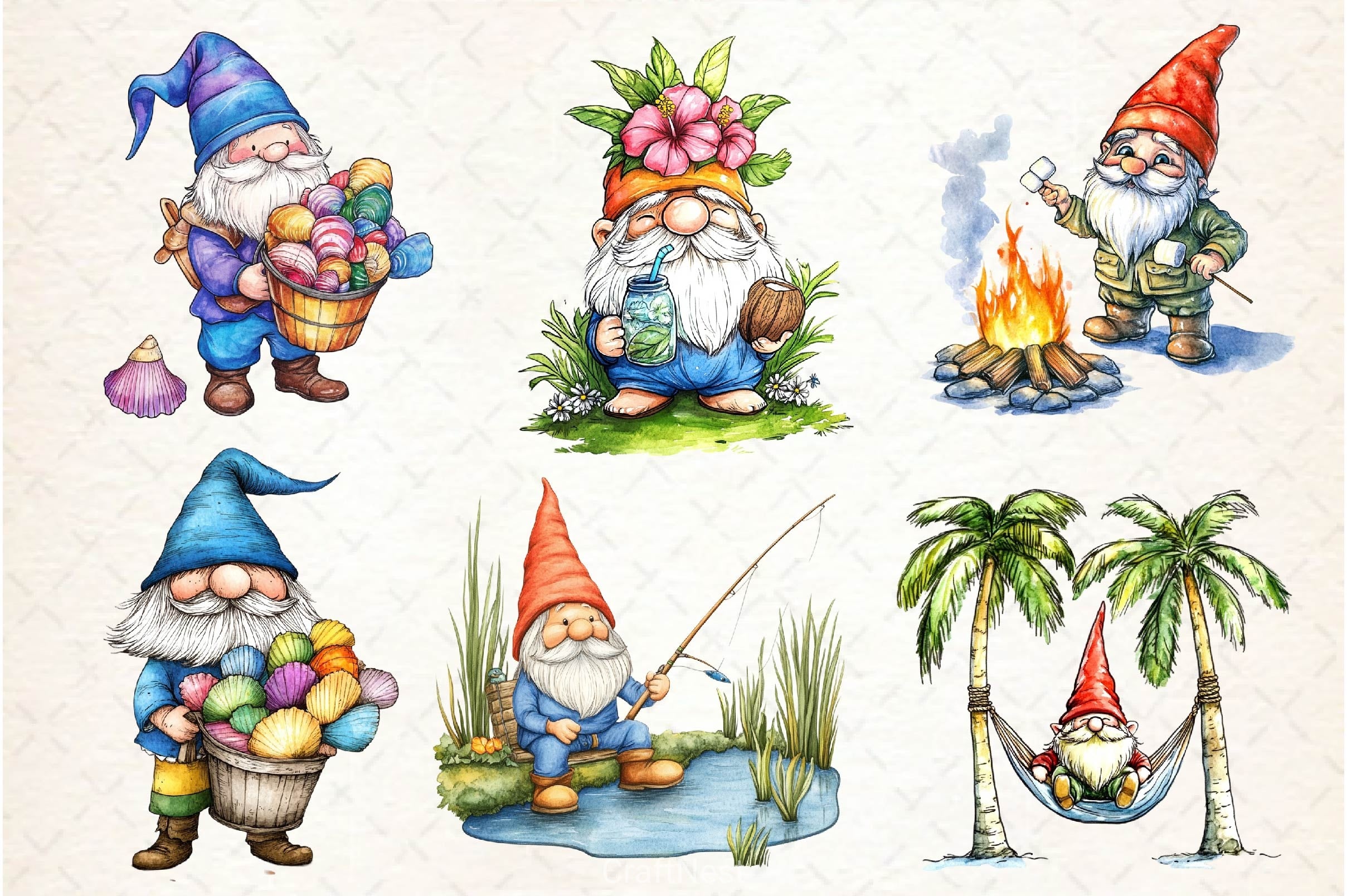 Summer Gnome Clipart Bundle 2 - CraftNest - Digital Crafting and Art