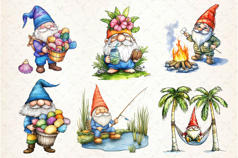 Summer Gnome Clipart Bundle 2 - CraftNest - Digital Crafting and Art