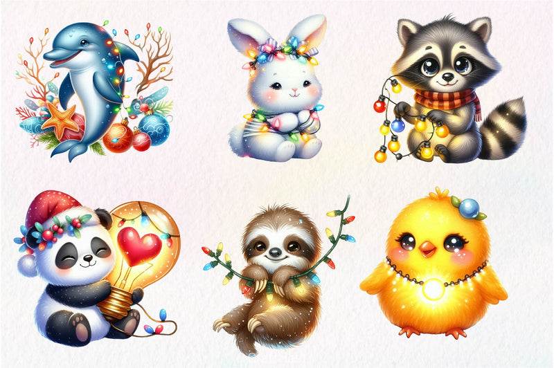 Christmas Light Animal Clipart Bundle 2 - CraftNest - Digital Crafting and Art