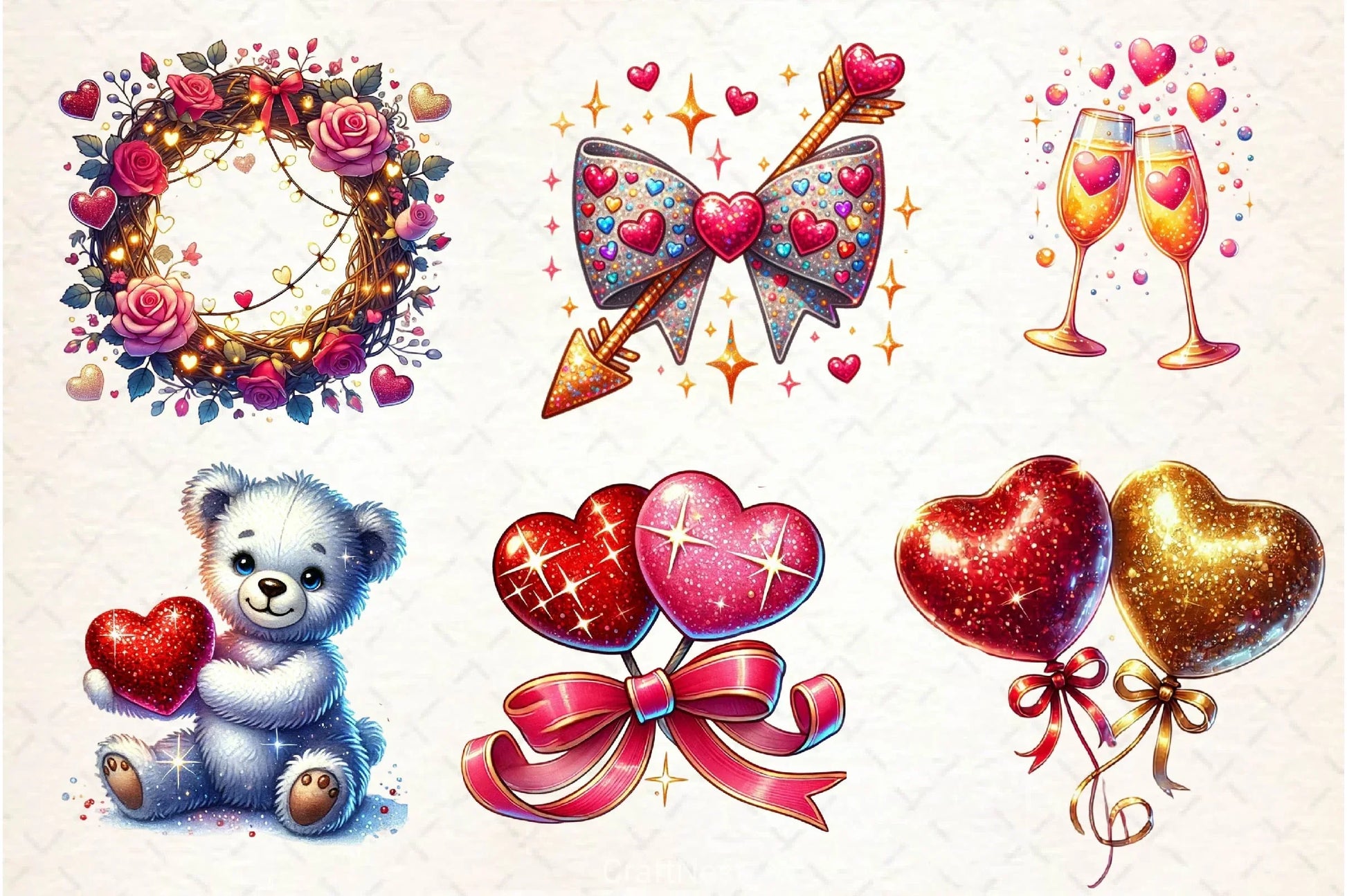 Glittery Valentine Clipart Bundle 3 - CraftNest - Digital Crafting and Art