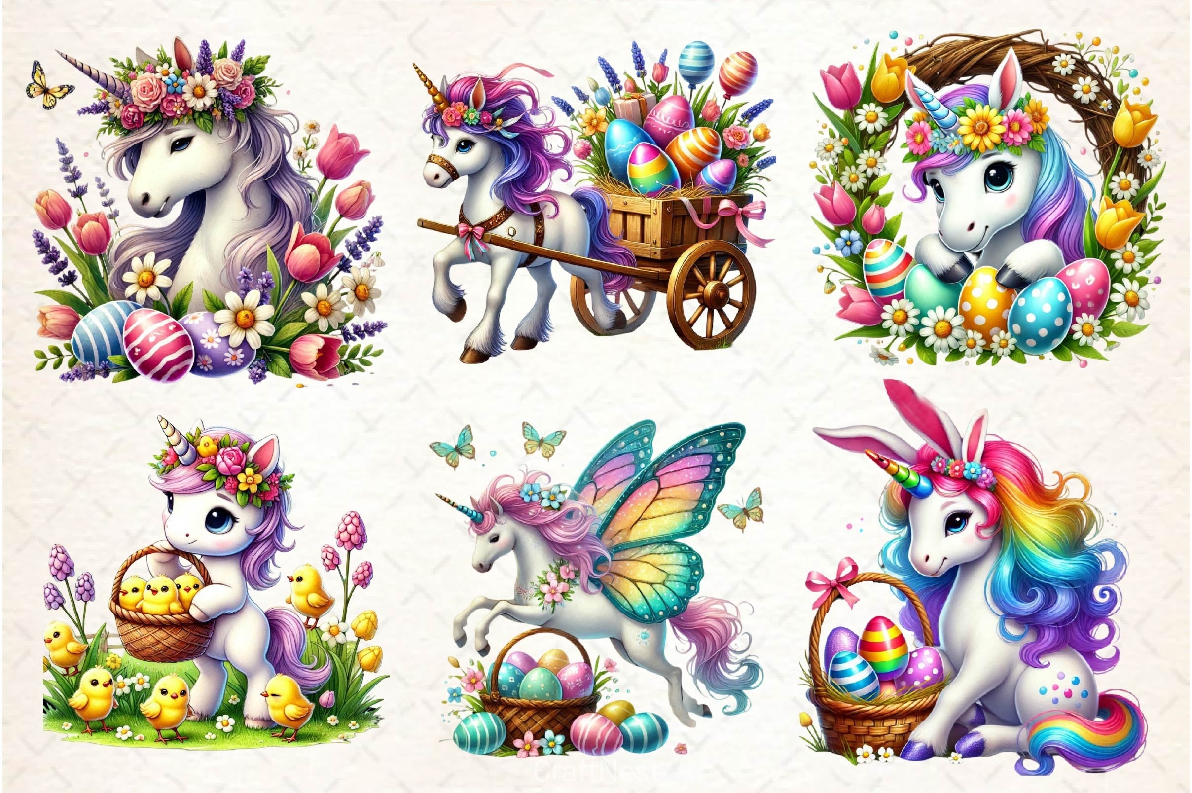 Easter Unicorn Clipart Bundle 3 - CraftNest - Digital Crafting and Art