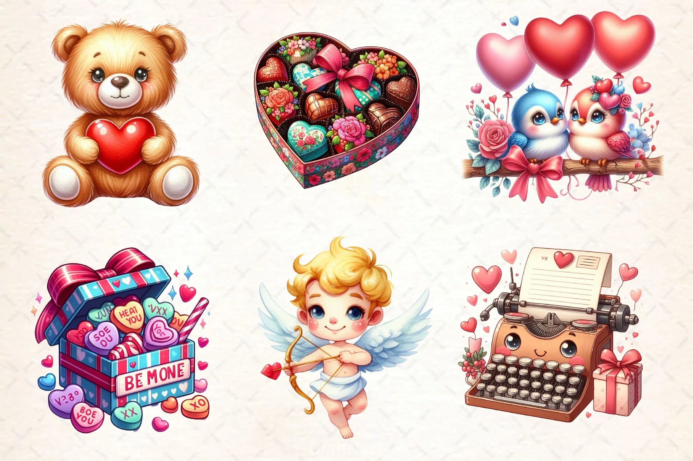 Retro Romantic Valentine Clipart Bundle 2 - CraftNest - Digital Crafting and Art