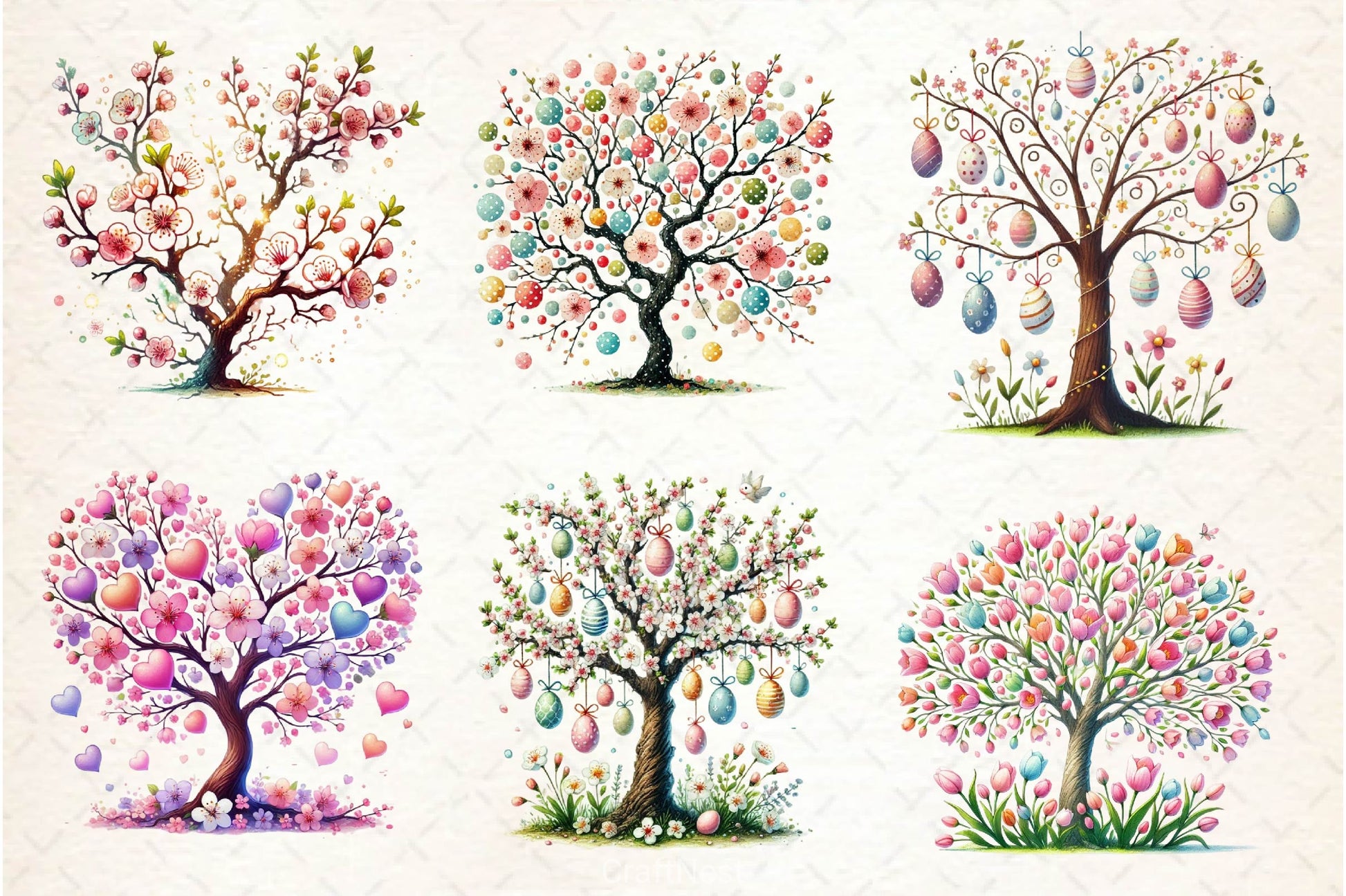 Pastel Spring Trees Clipart Bundle 5 - CraftNest - Digital Crafting and Art