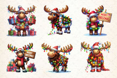 Adorable Christmas Moose Clipart Bundle - CraftNest - Digital Crafting and Art