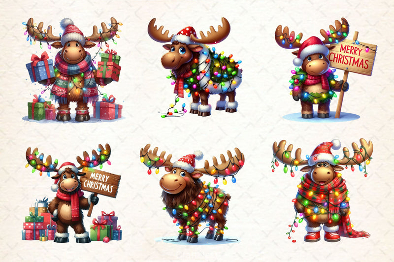 Adorable Christmas Moose Clipart Bundle - CraftNest - Digital Crafting and Art