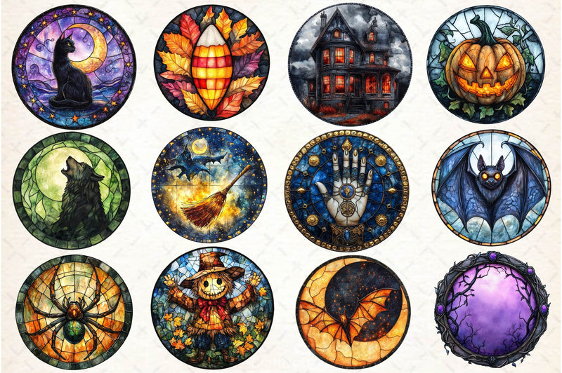 Halloween Stained Glass Clipart Bundle - CraftNest - Digital Crafting and Art
