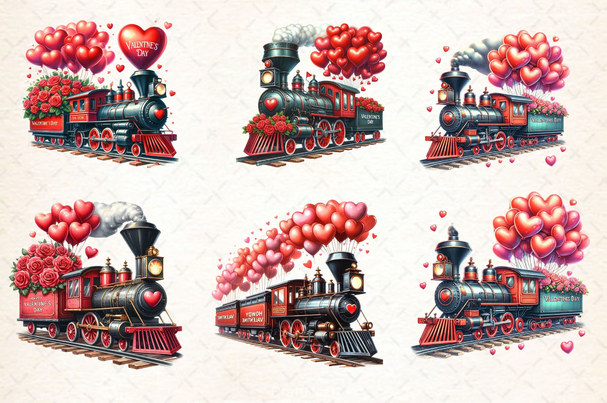 Valentine's Train Clipart Bundle 3 - CraftNest - Digital Crafting and Art