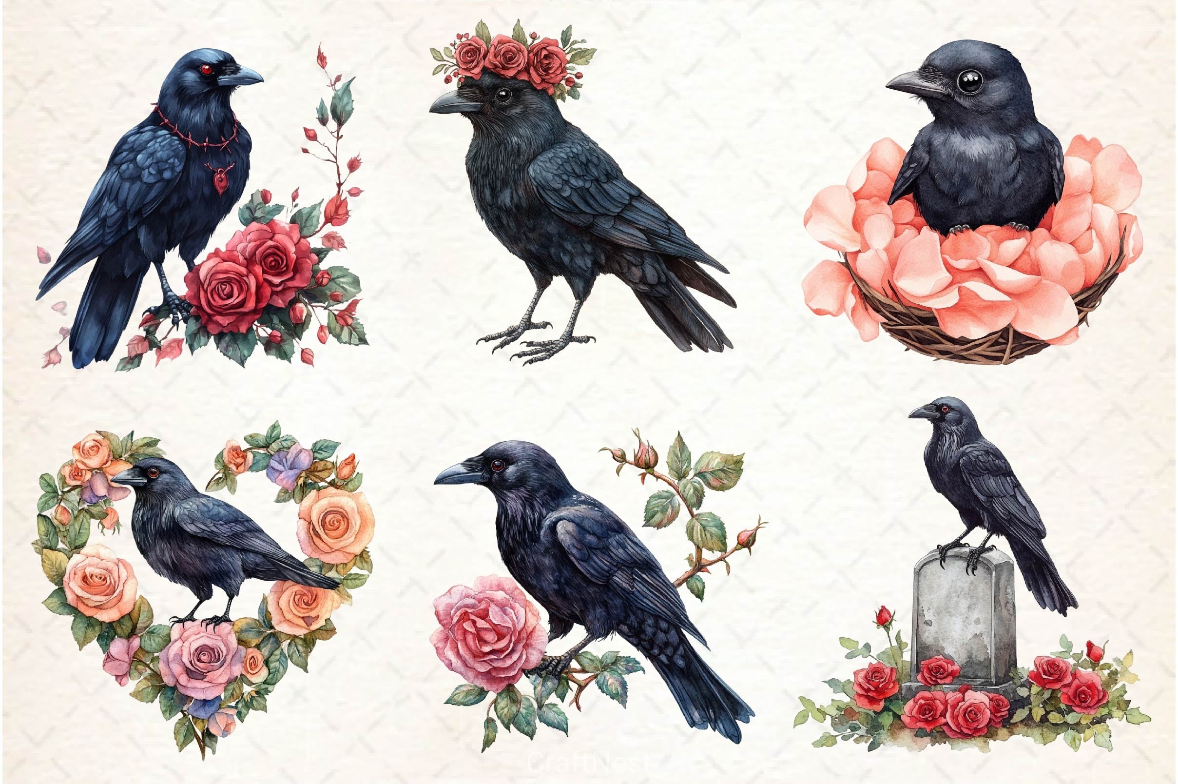 Creepy Crow Clipart Bundle - CraftNest - Digital Crafting and Art